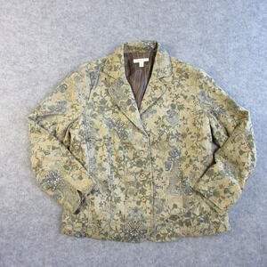 Coldwater Creek Womens Blazer Jacket W 18 Beige Chenille Tapestry Office  568